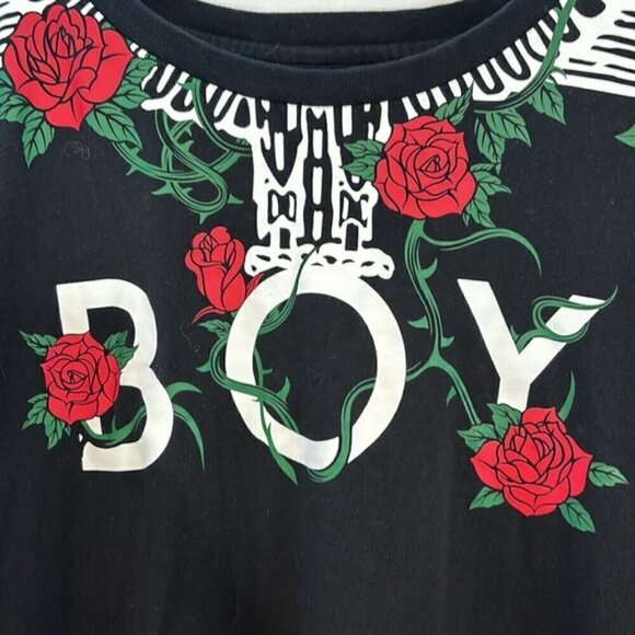 BOY London Black Tie-Waist Rose T-Shirt XS - Picture 10 of 11